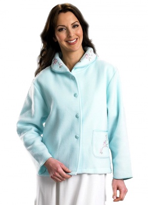 Slenderella Embroidered Button Up Bed Jacket